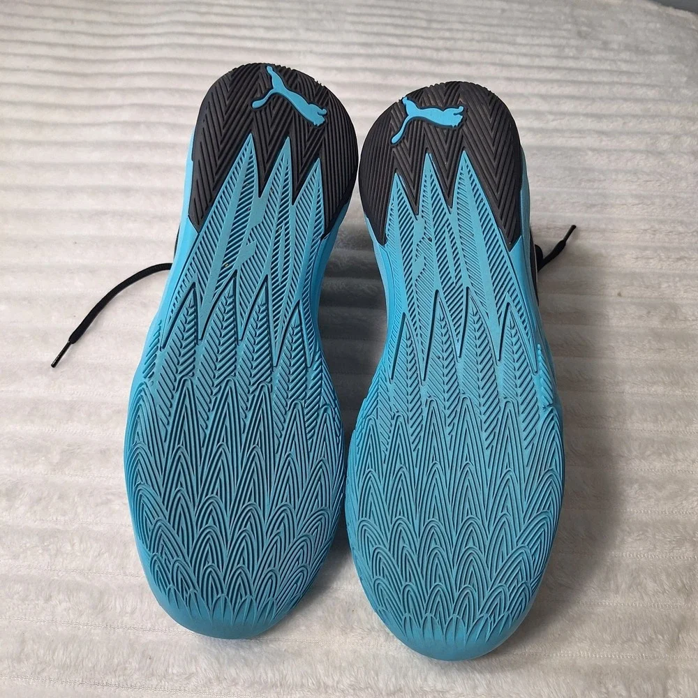 MELO Puma Basketball Sneaker Shoes Mens 13 Athletic Sports Blk Atoll Blue Wings